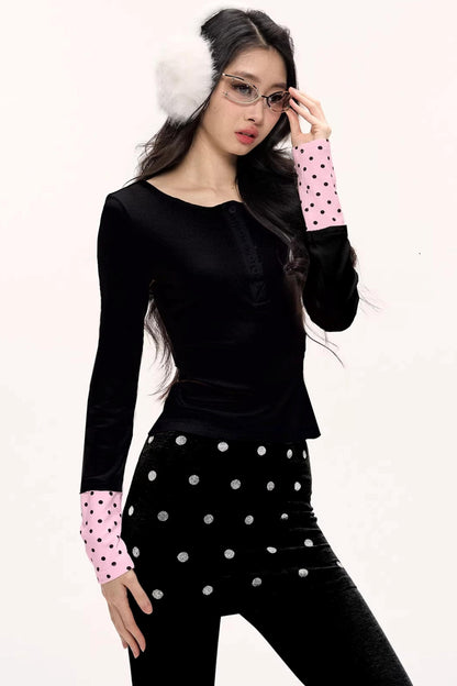 Zircon Polka Dot Knit Top