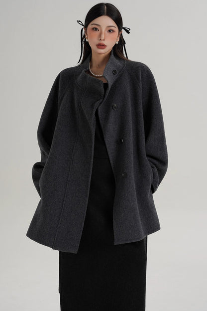 Elegant Woolen Lace-Up Coat