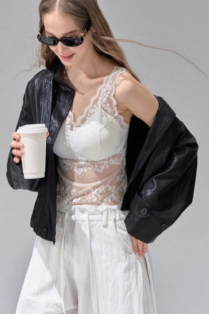 Black Leather Short Jacket