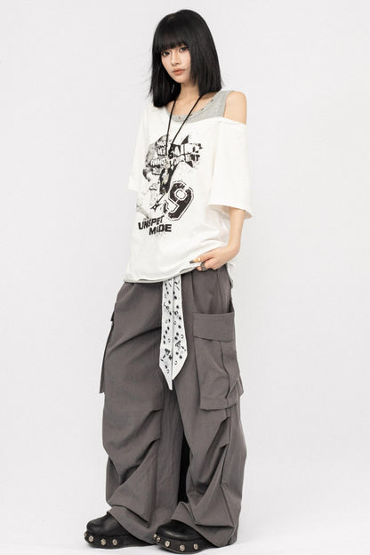 Vintage Off-Shoulder Loose T-Shirt