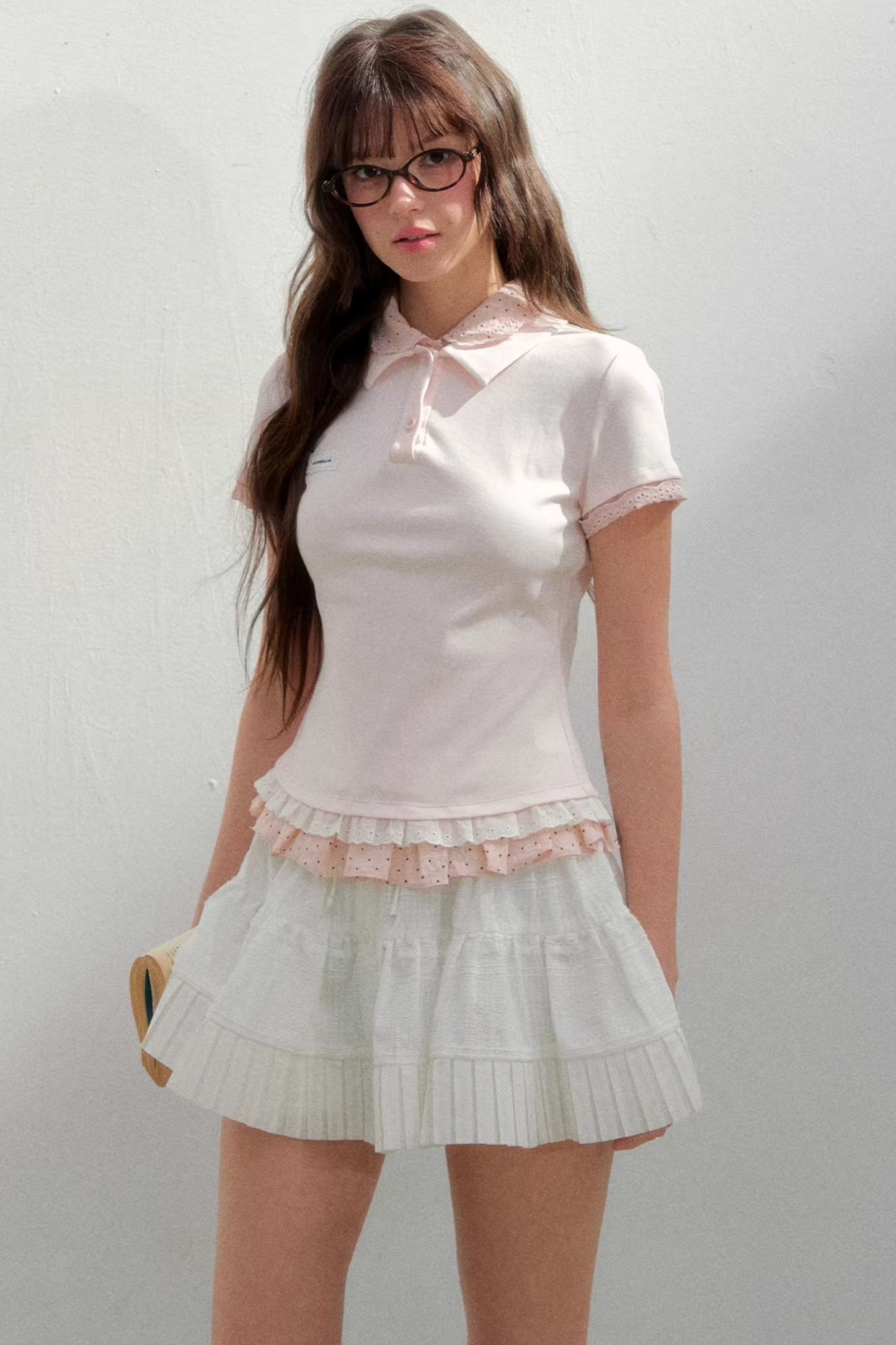 Retro Fake Two-Piece Polka Dot Knit Top