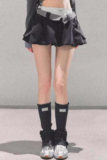 Plaid Floral A-Line Skirt