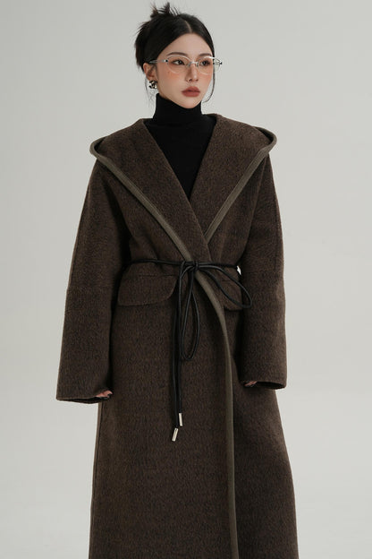 Lace-Up Wool Minimal Coat