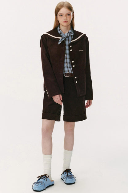 Navy Collar Corduroy Jacket