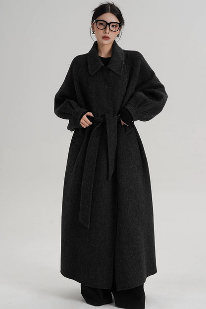 Temperament Back Slit Wool Coat