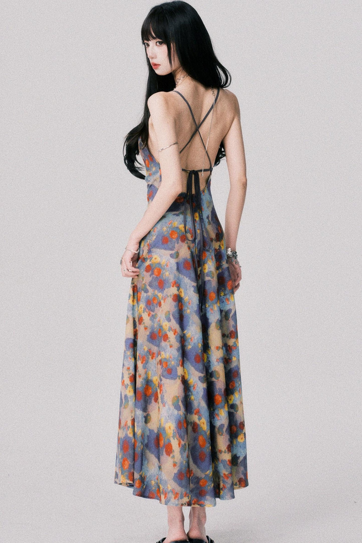 French Garden Halter Swing Dress