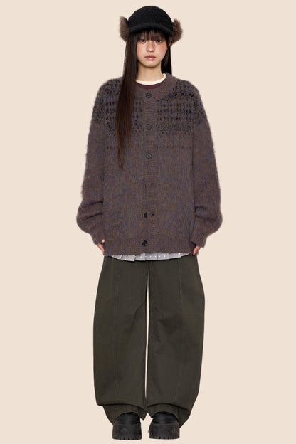 Brushed Crew Neck Cardigan