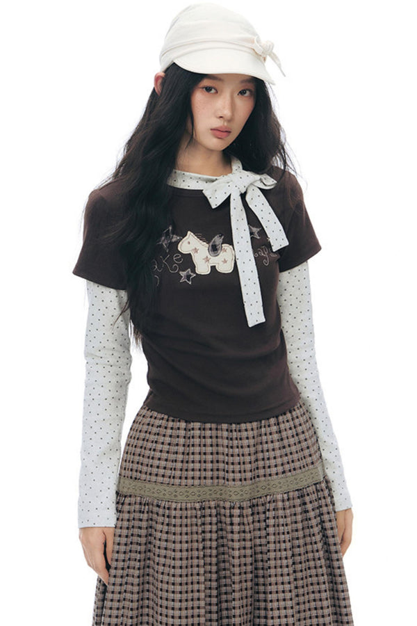 Pony Applique Embroidery T-Shirt