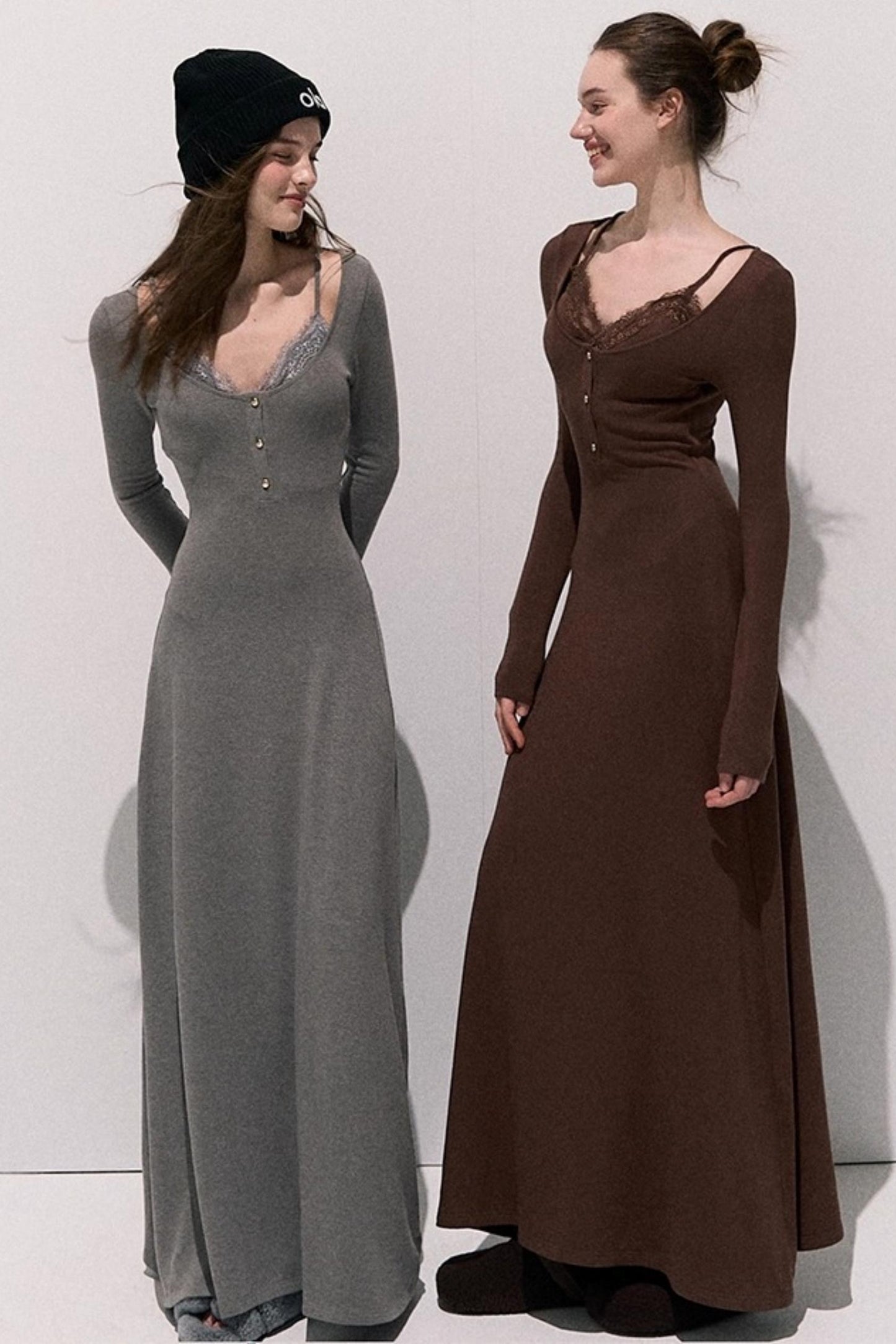 Lace Stitched Knit Waist Dress