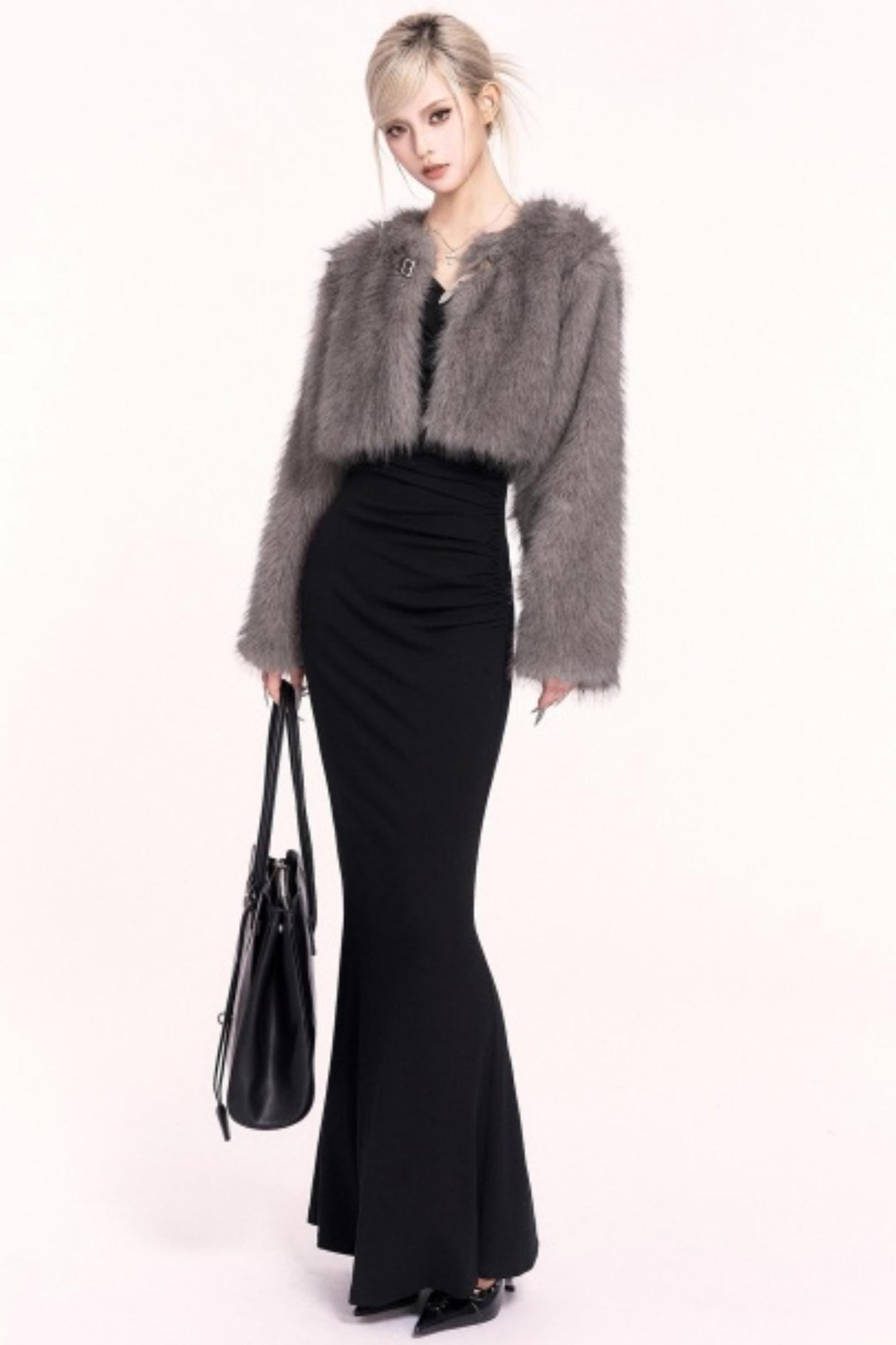 Korean High-End Cropped Fur Jacket