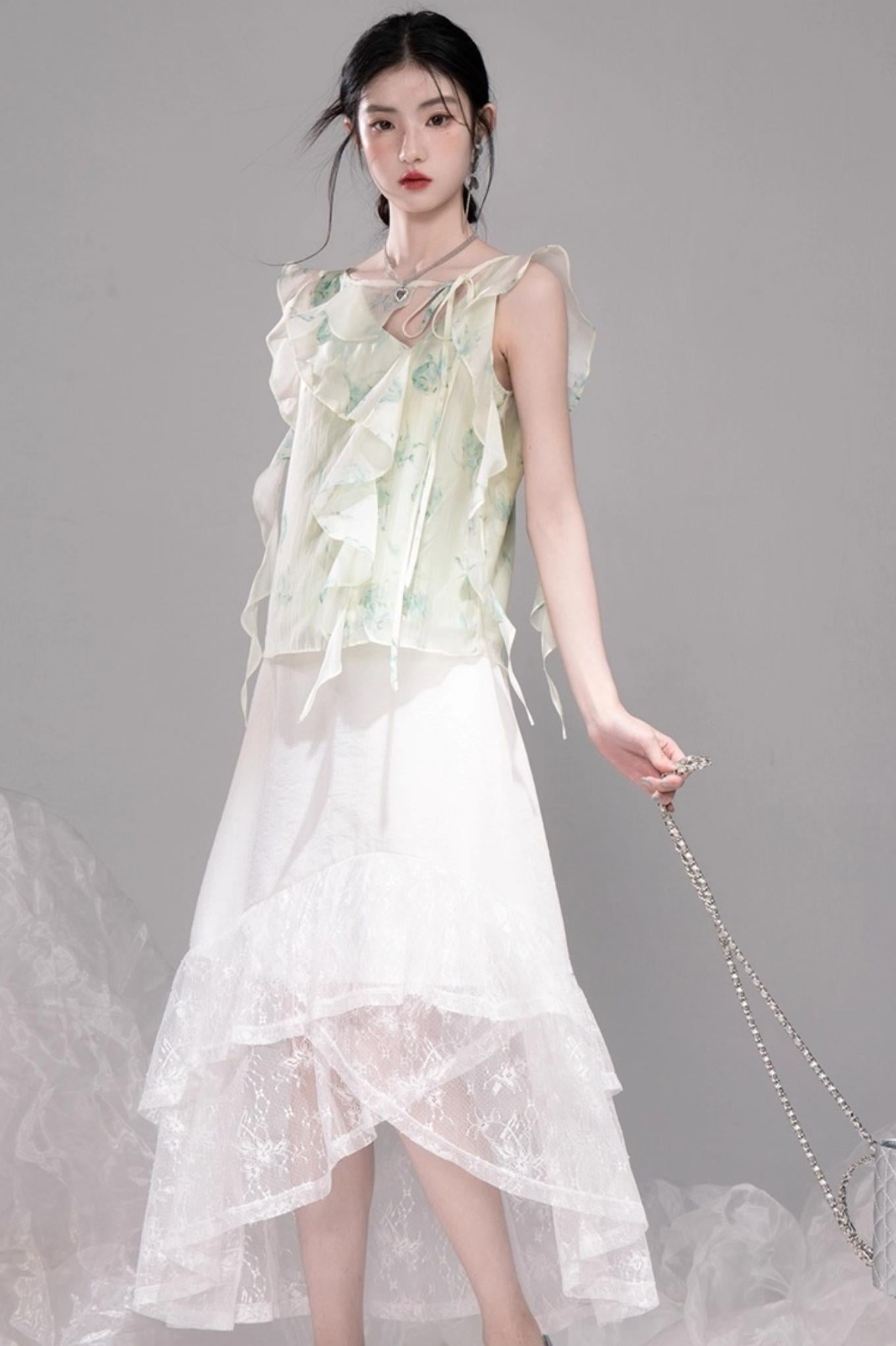 Qingbo Leaf Chiffon Shirt