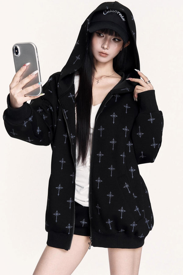 Hot Girl Hooded Sweatshirt Jacket Set-Up