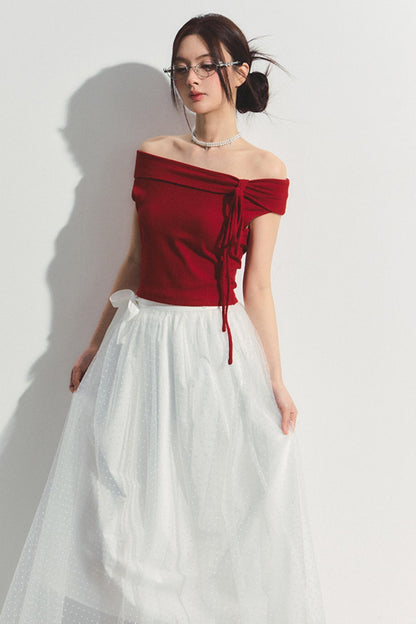 Pink Wool Blend Strapless Top