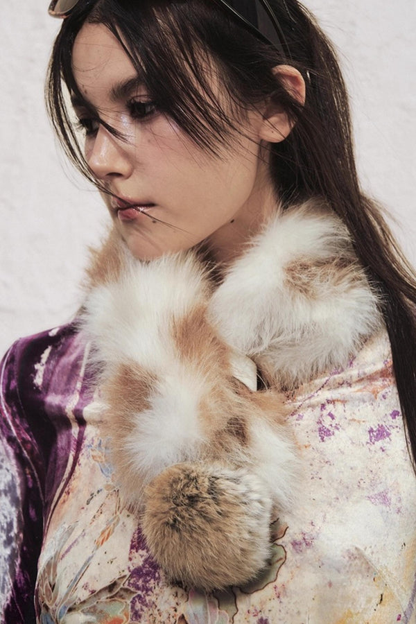 Multi-Colored Fur Ball Scarf