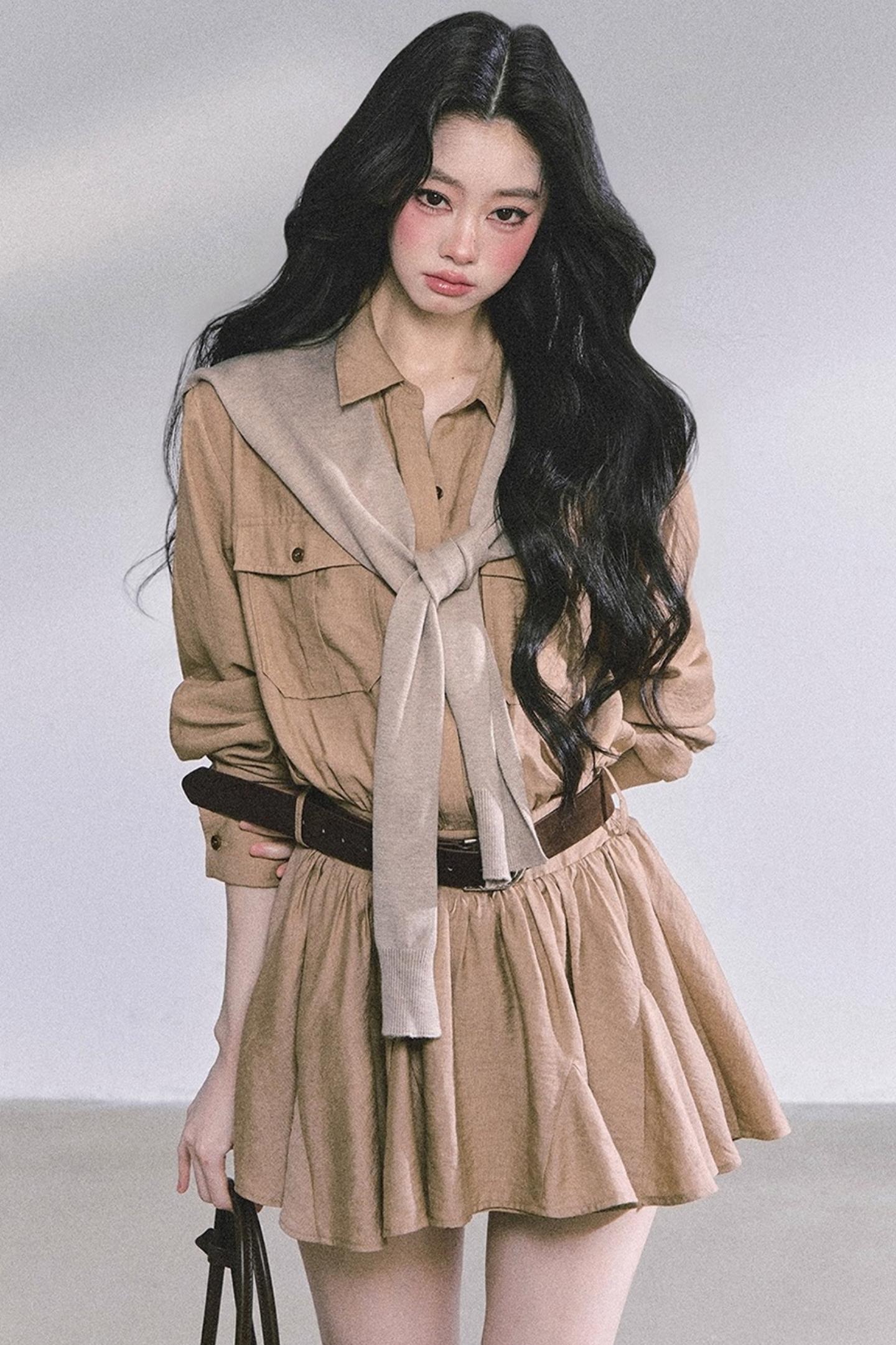 Plaid Two-Piece Winter Dress Set-Up