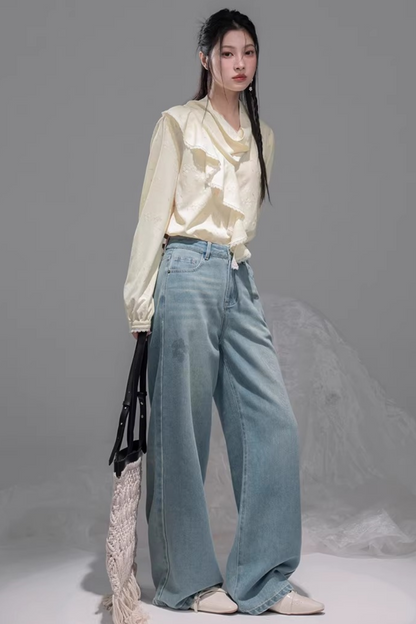 Zitronengelbe Rüschenbluse