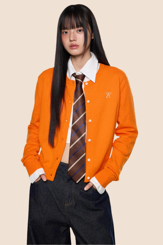 Embroidered Cropped Knit Sweater Cardigan