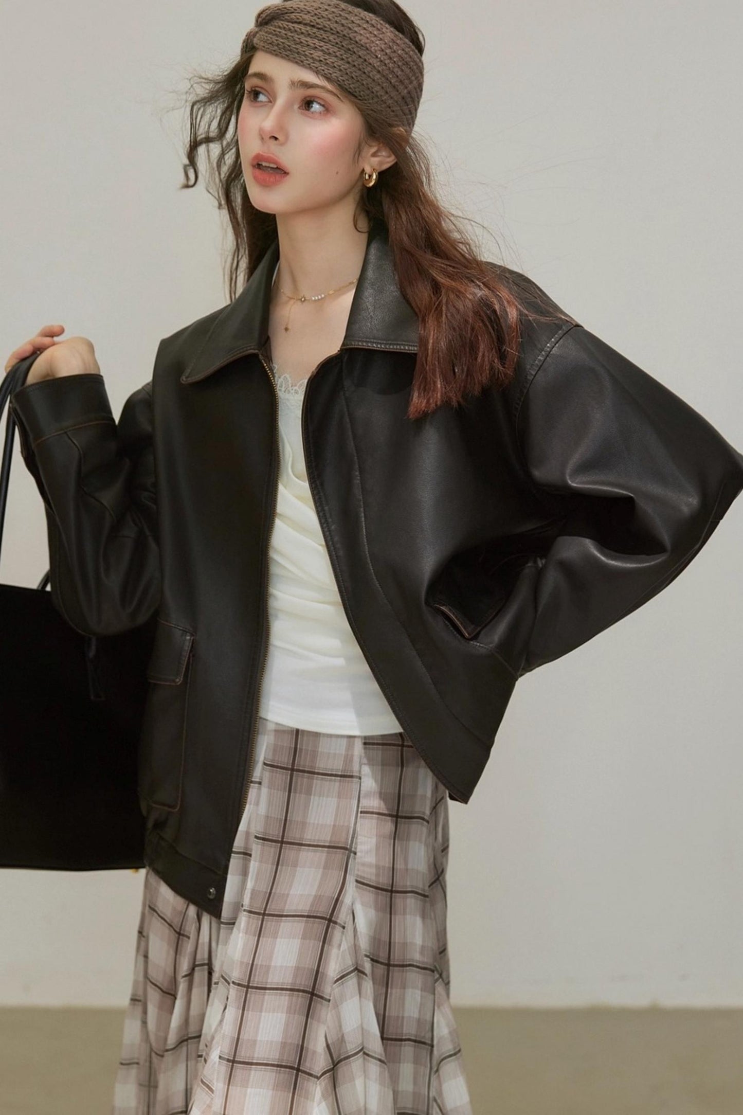 Back Brown Leather Jacket