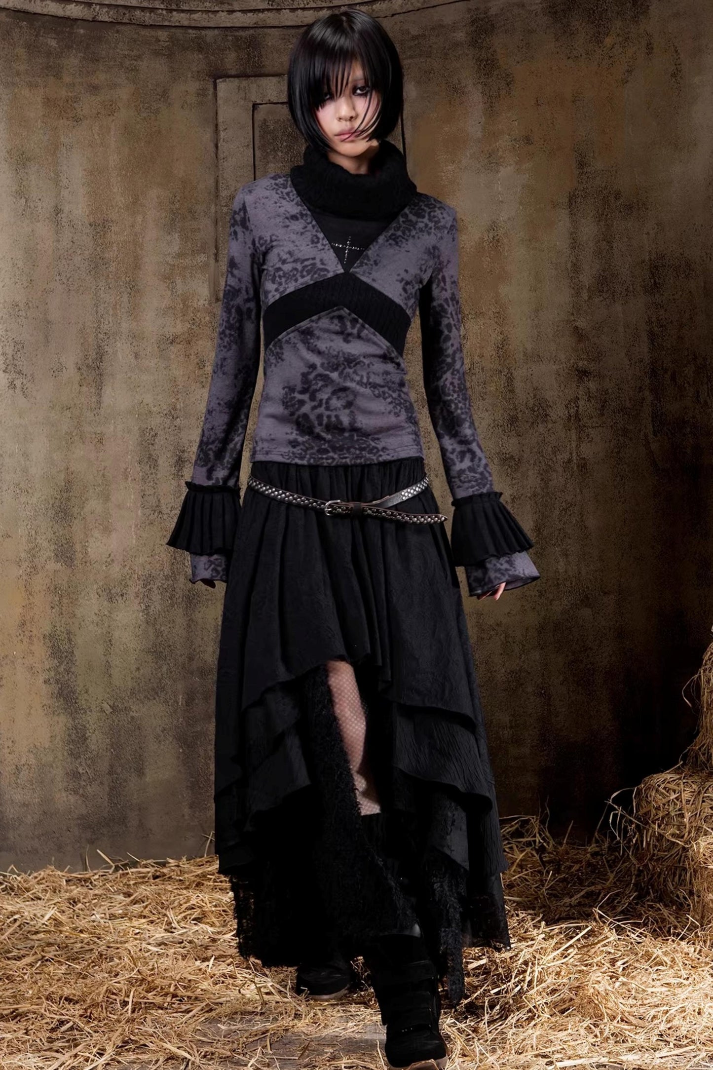 Retro Color-Block Knit Top