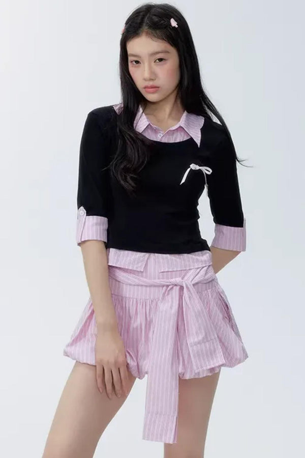 Color-Block Polo Shirt Set-Up