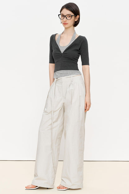 Striped Slim Zipper Tee