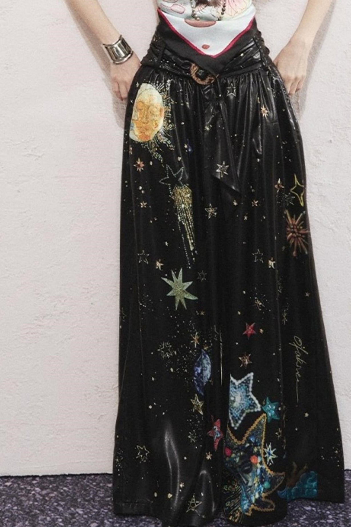 Pleated Sky Wide-Leg Pants