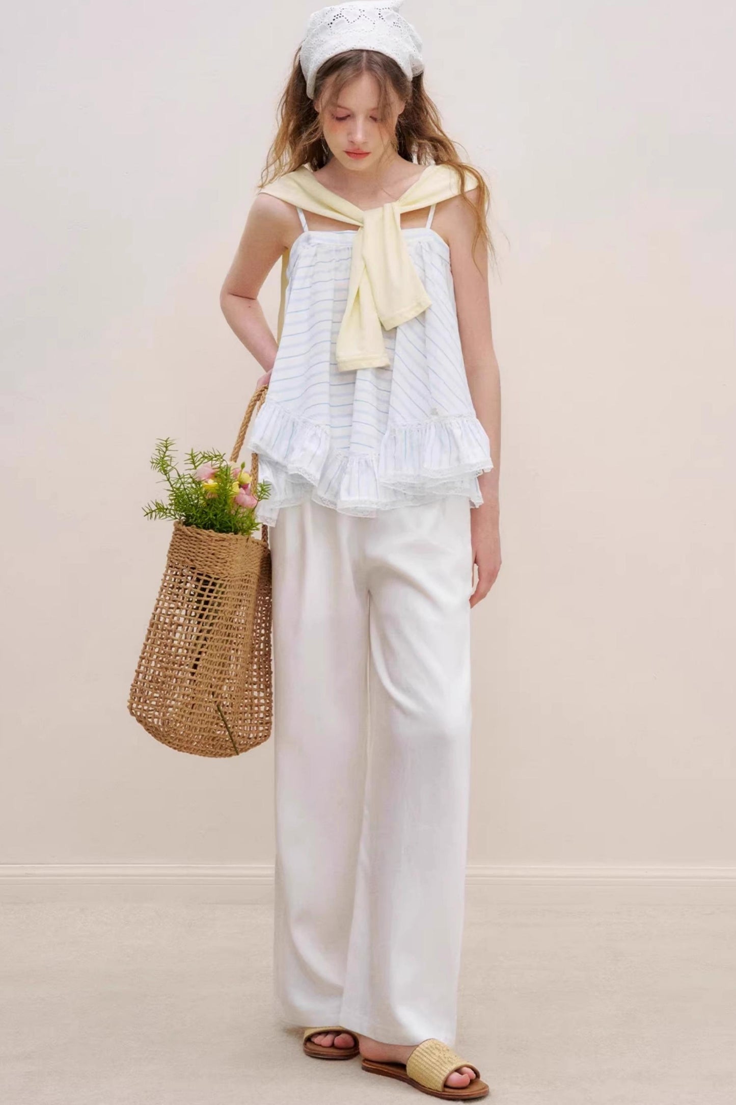 Lace-Trimmed Striped Cami