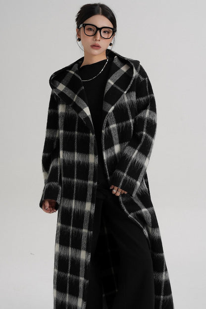 Plaid Alpaca Wool Coat