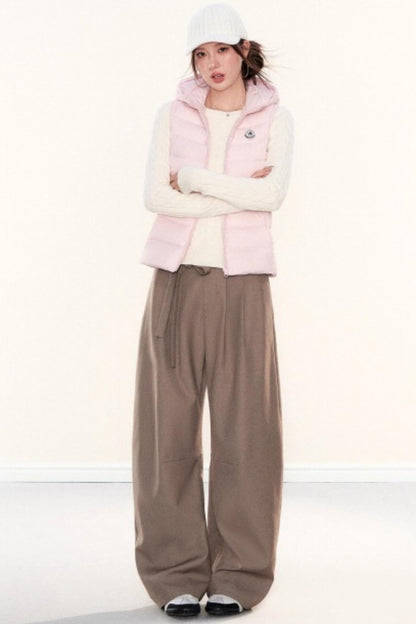 Hooded Ribbed Down Vest