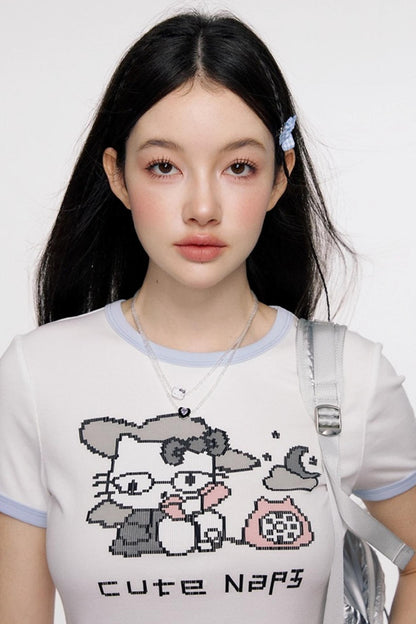 Original Cartoon Print Crop Top