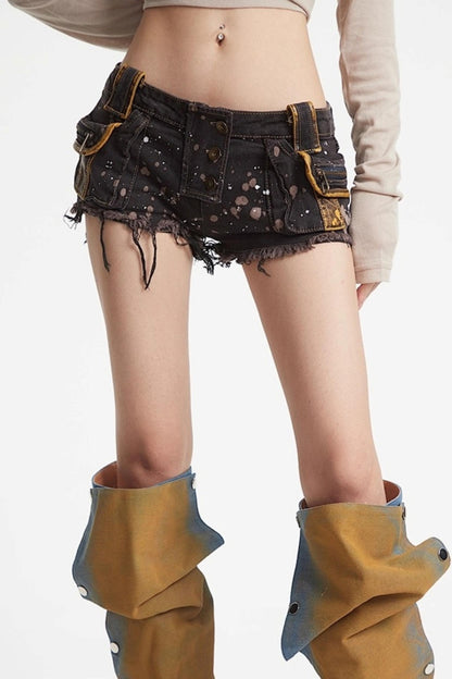 Patchwork Denim Shorts