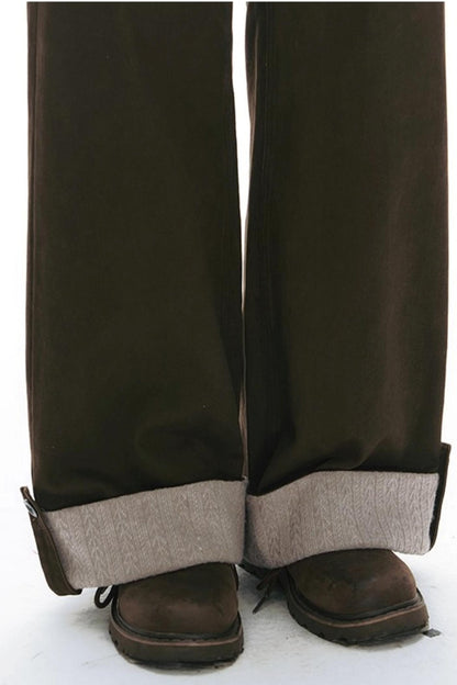 Knit Button Hem Pants