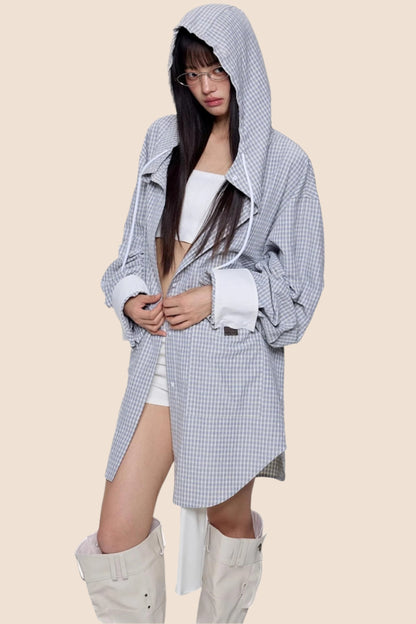 Plaid Hooded Casual Jacket