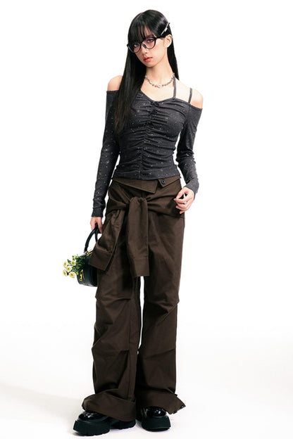Pleated Brown Pants