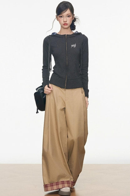 Zipper Sweater With Trousers Set-Up