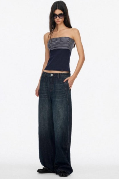 Distressed Cat Whiskers Straight Jeans