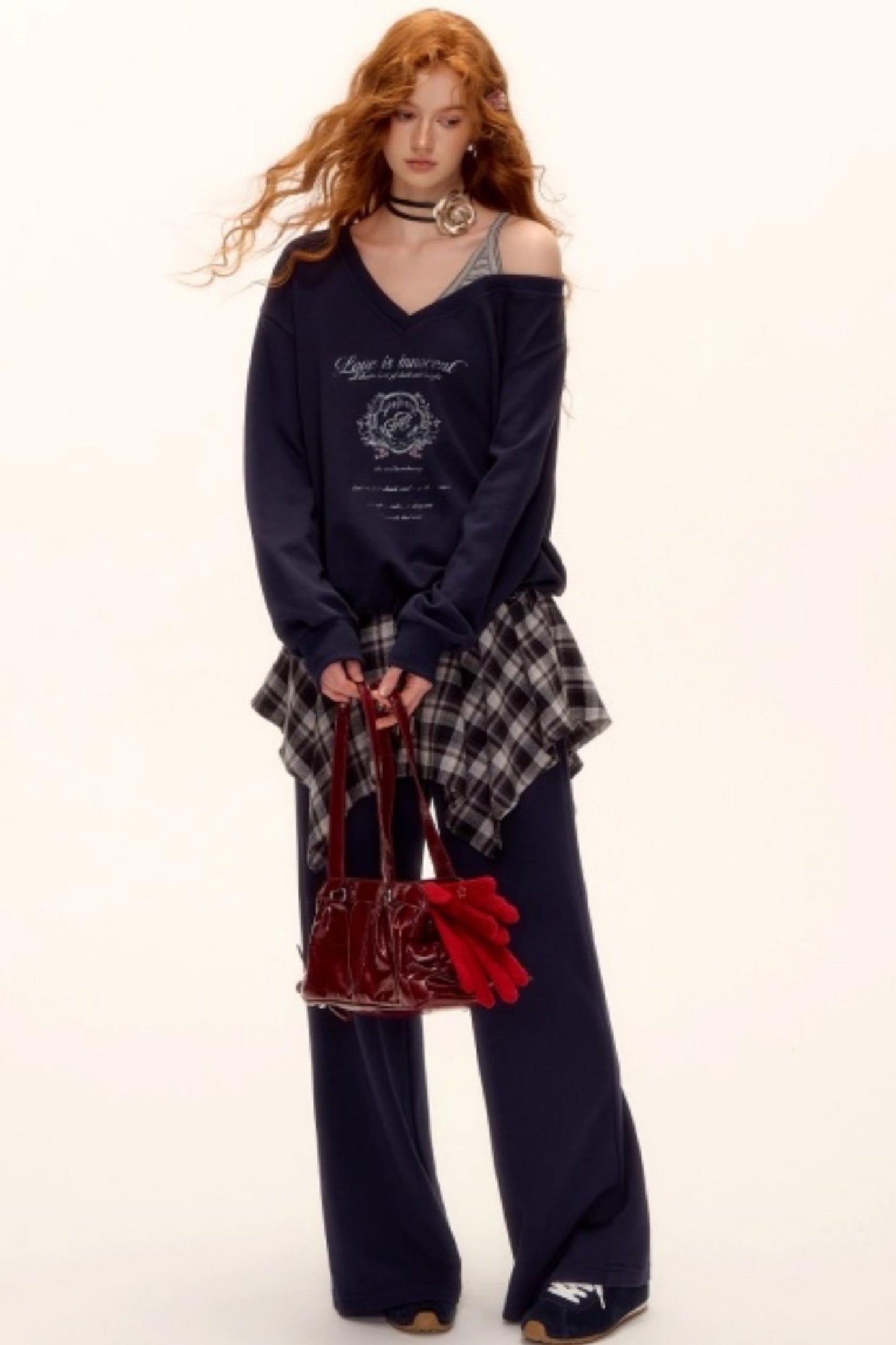 Asymmetrical Striped Patchwork Sweatshirt Set-Up