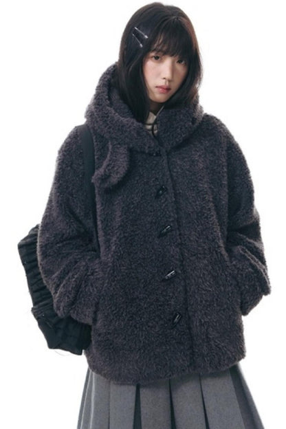 Cozy Hooded Lamb Wool Jacket