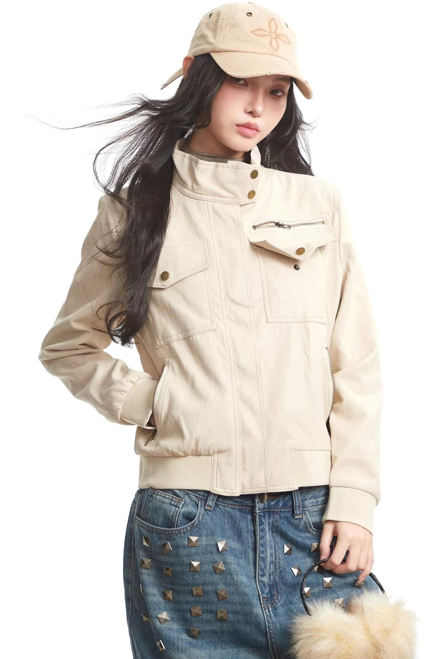 Apricot Leather Autumn Jacket