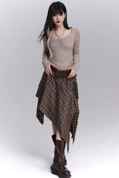 Irregular Plaid Autumn Skirt