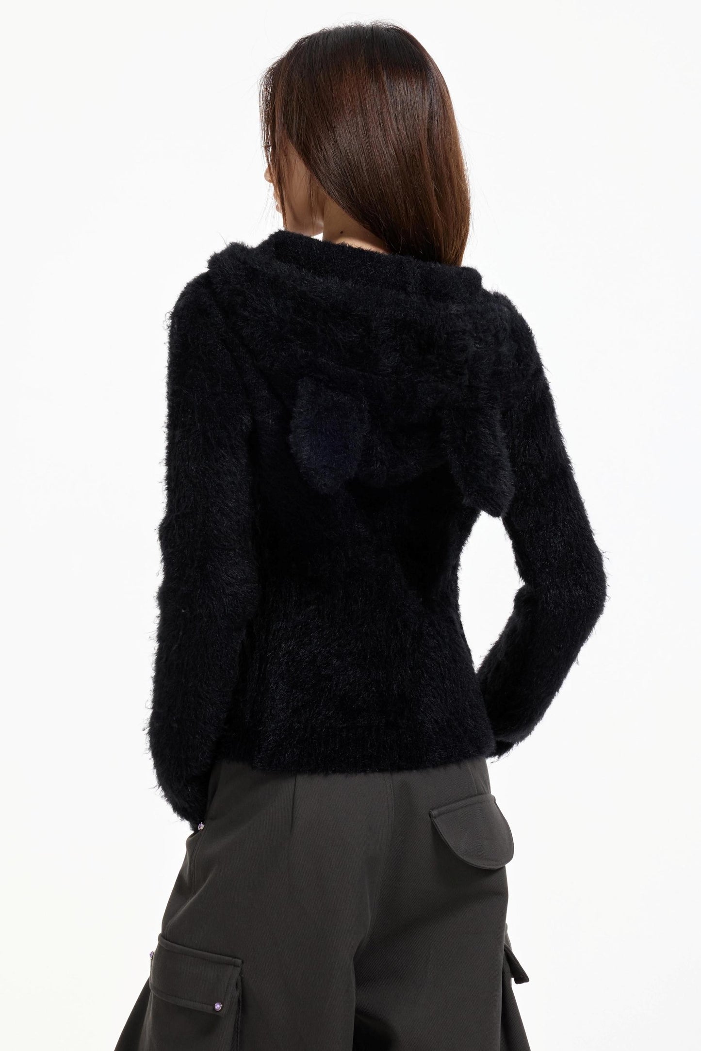 Swingable Hooded Plush Coat