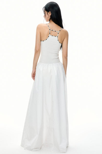 Summer White Halter Maxi Dress