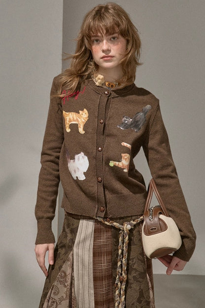 Sweet Kitten Knitted Cardigan