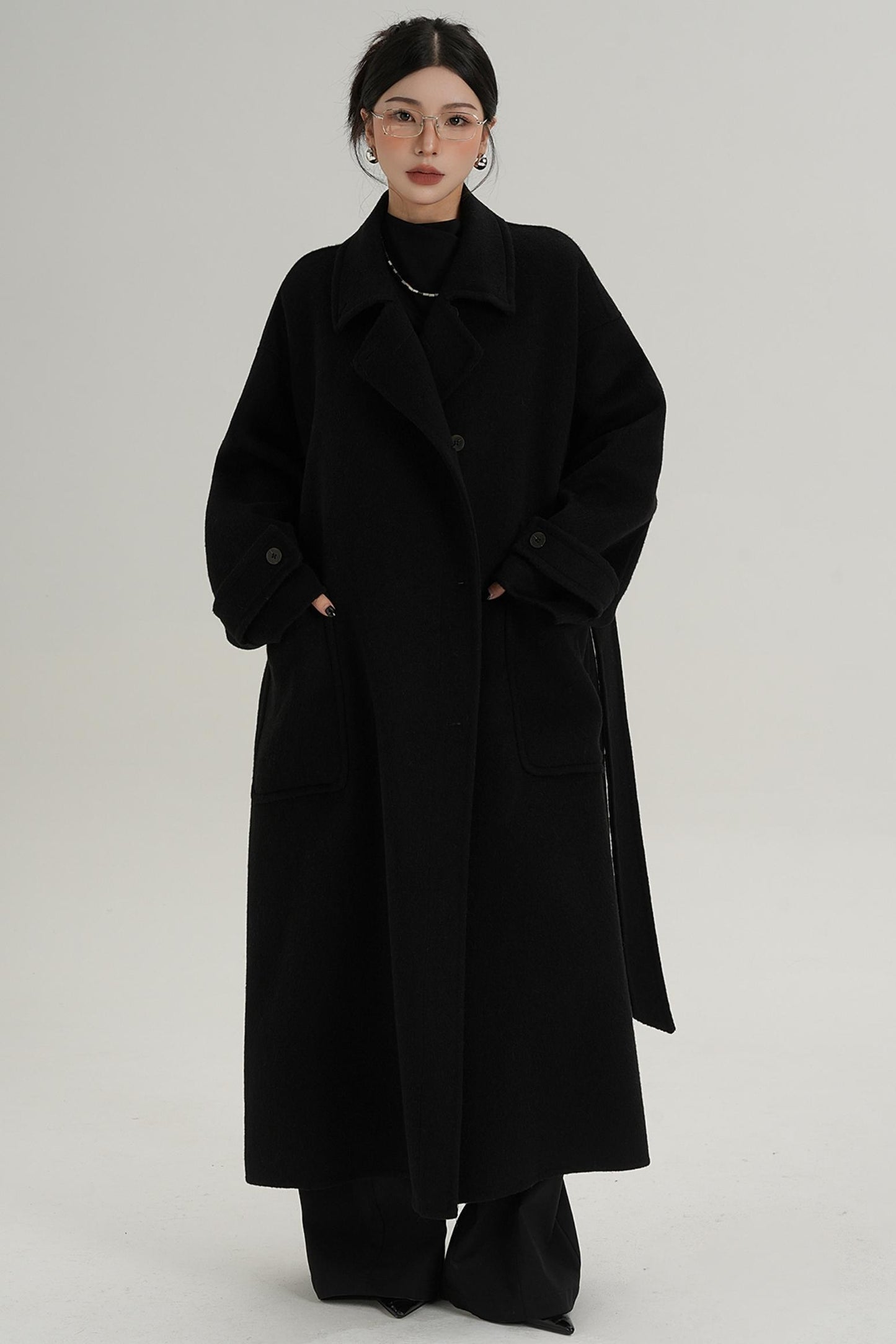 Stand-Up Wool Long Coat