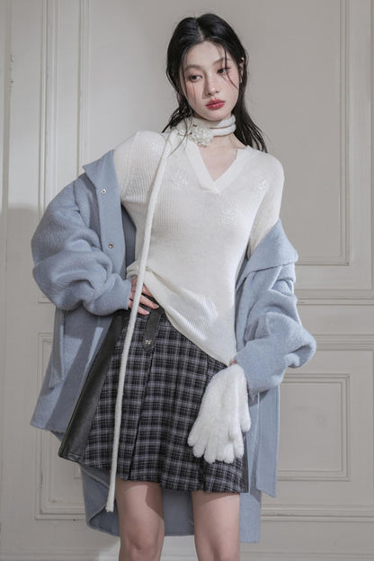 Wool Sequin Embroidered Top