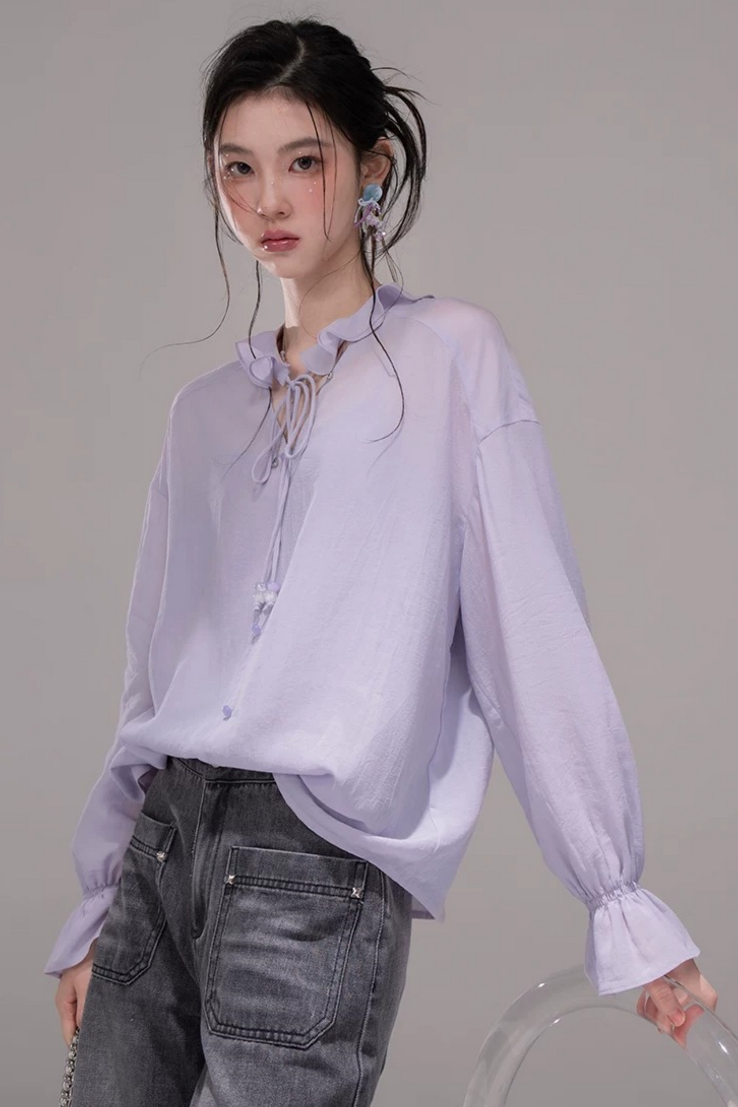 Conjunto de blusa púrpura oscuro de acetato