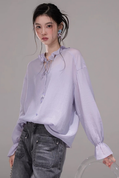 Conjunto de blusa púrpura oscuro de acetato
