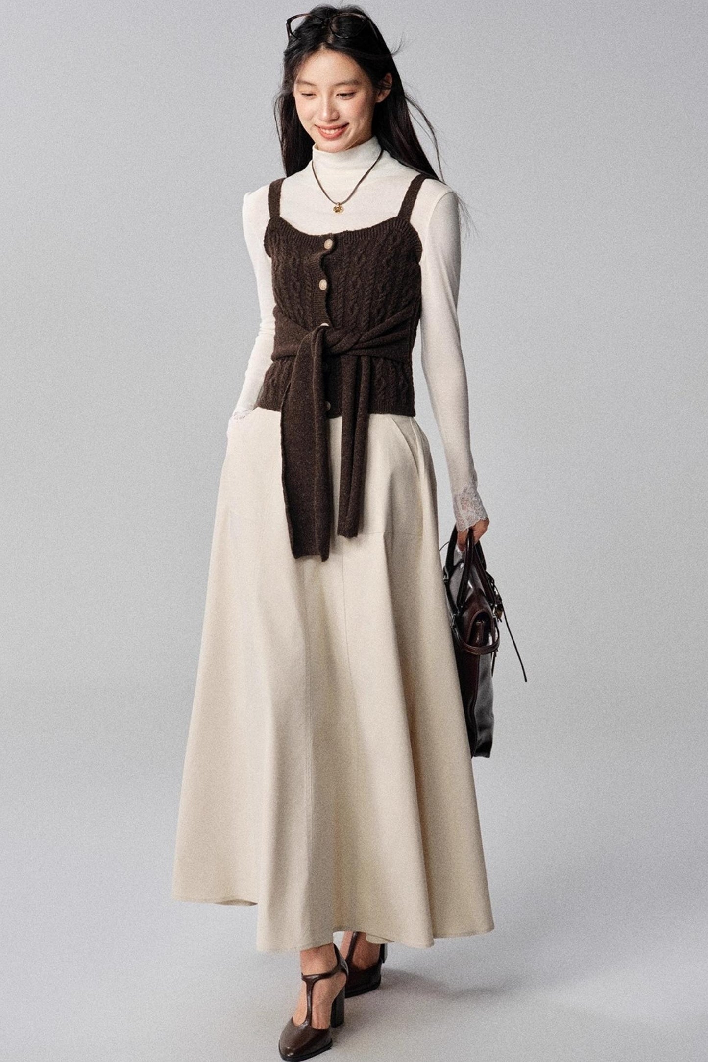 Mountains White A-Line Skirt