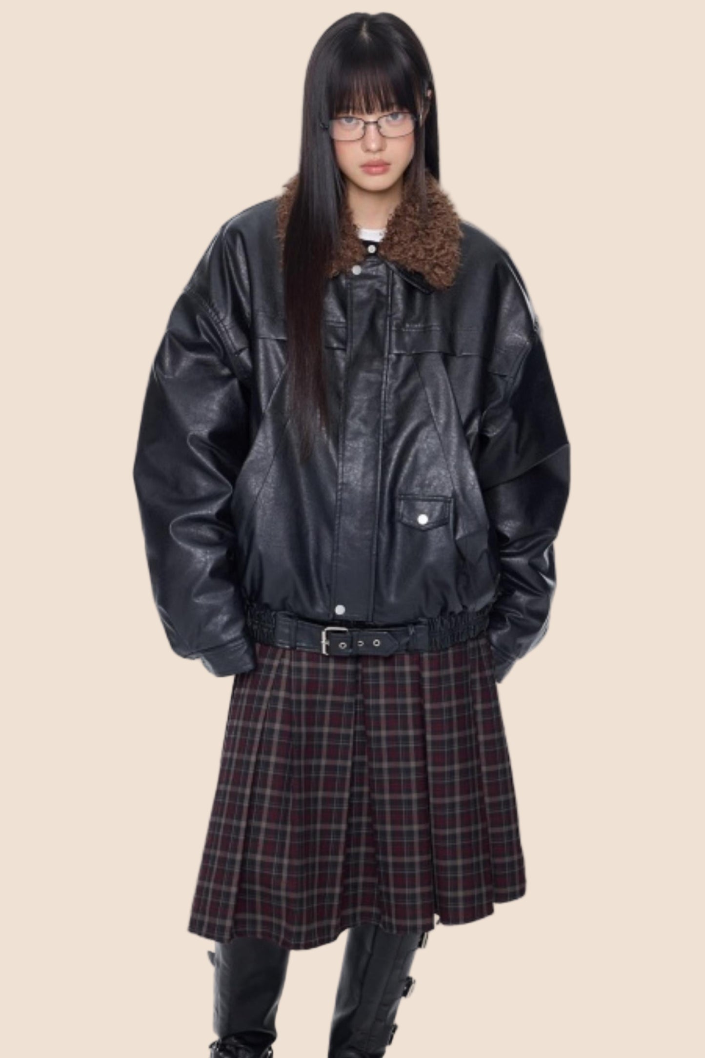 Fur Collar Leather Jacket