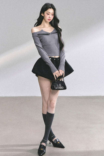 Lazy Weekend One-Shoulder Knitted Top